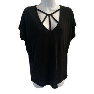 Express One Eleven Top Women’s Size XS Black Strappy Tee Cap Sleeve Witchy Fairy